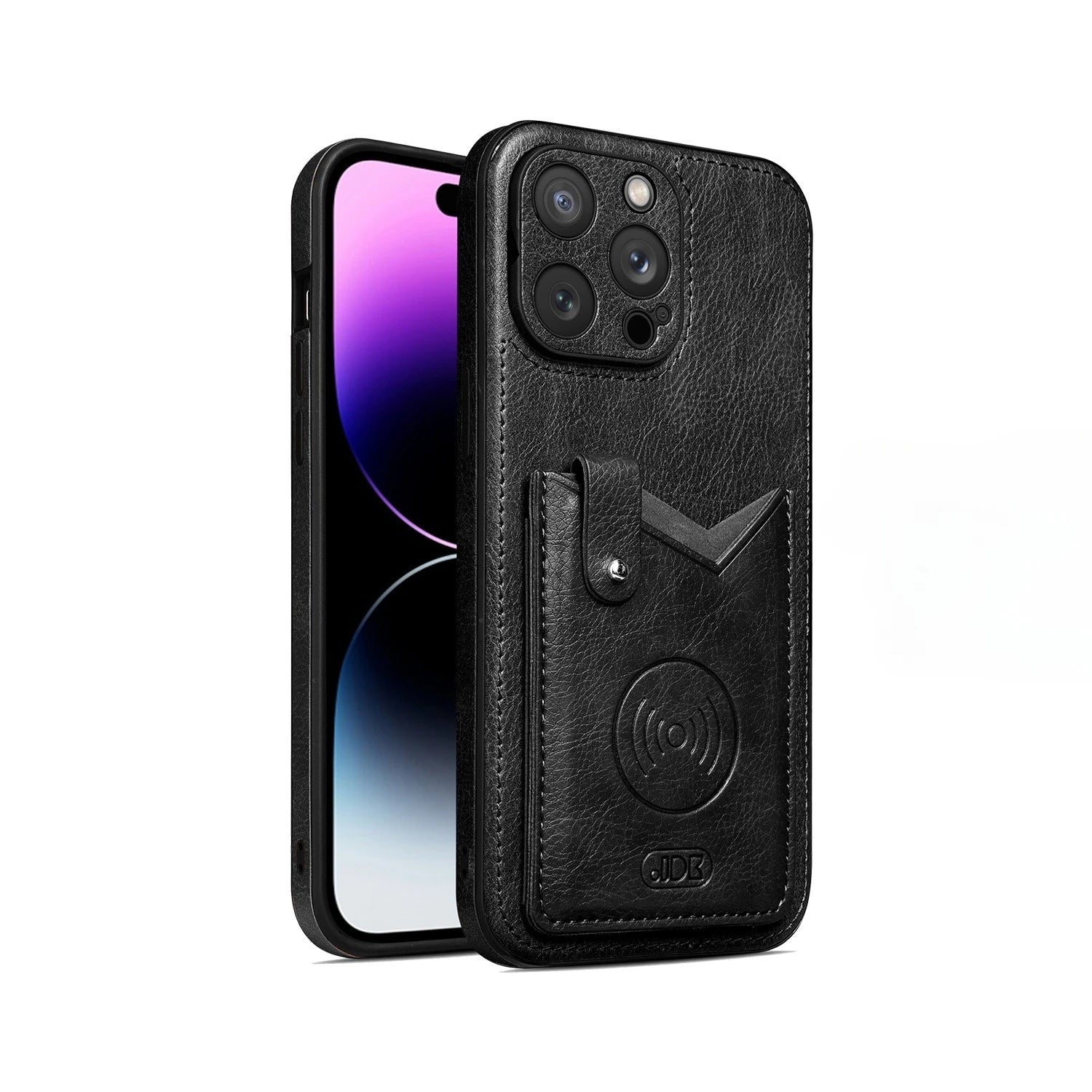 Shockproof Leather Wallet Phone Case with Card Holder and Kickstand for iPhone 15 Series