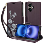 Premium Leather Flip Case with Card Slots & Wrist Strap for iPhone 16 Series