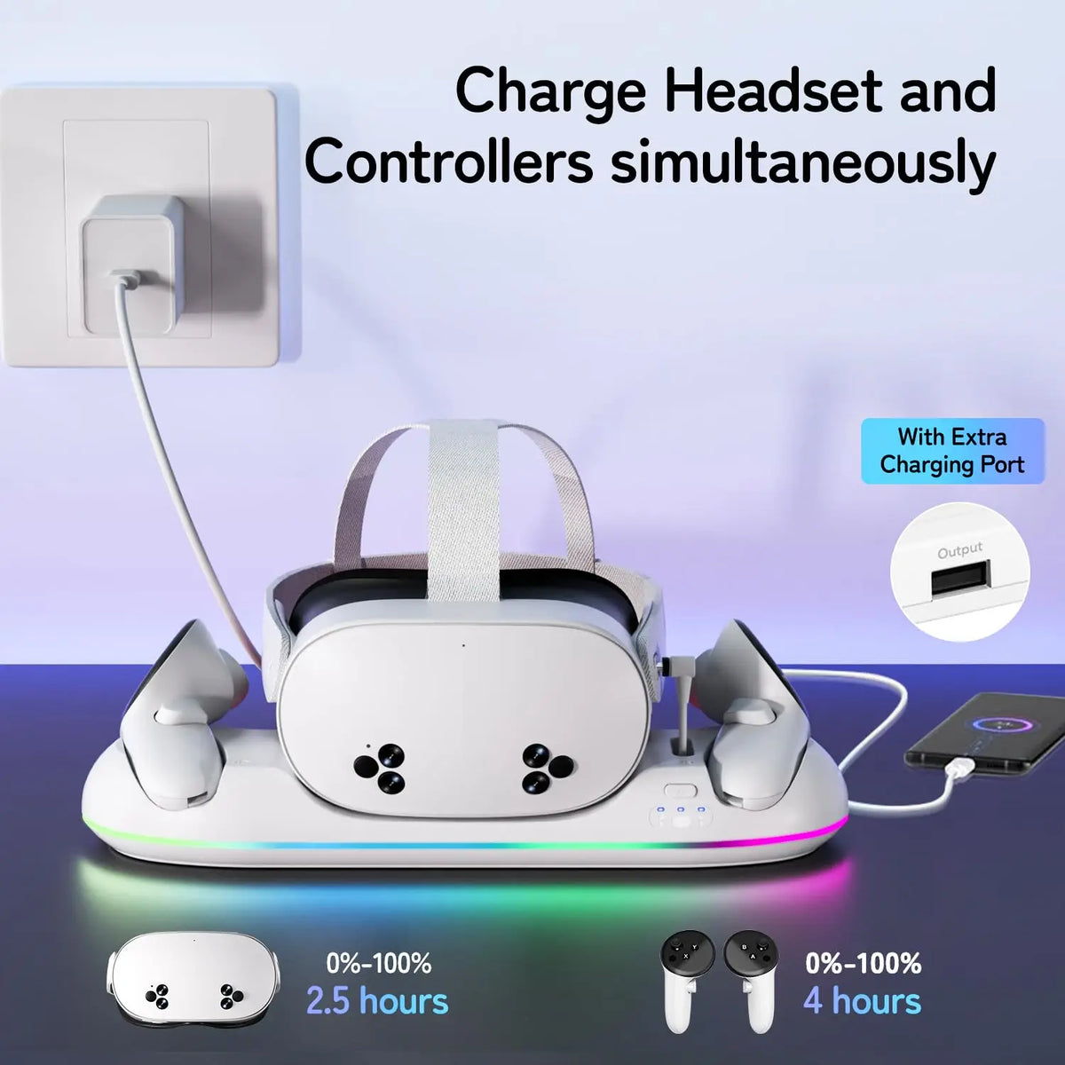 20W RGB Charging Dock for Meta Quest