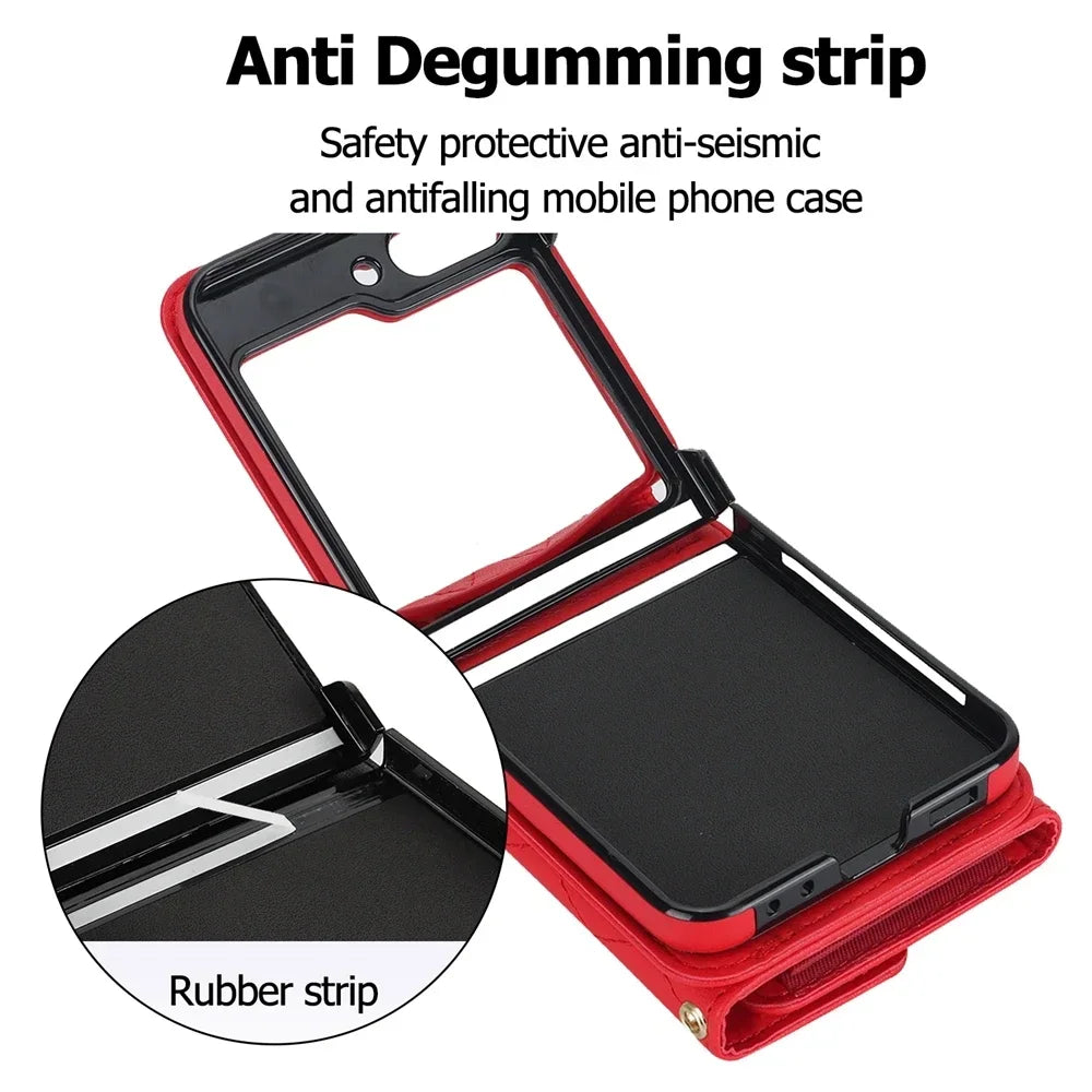 Stylish Leather Wallet Flip Case for Samsung Galaxy Z Flip 6