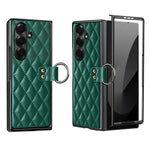Diamond Grid Leather Magnetic Case with Ring Holder for Samsung Galaxy Z Fold 8 Ultra