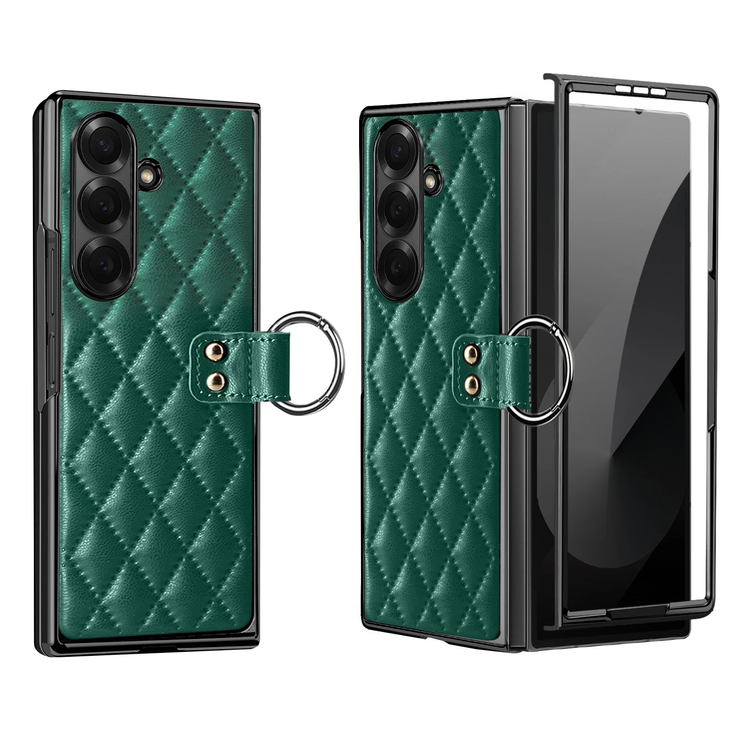 Diamond Grid Leather Magnetic Case with Ring Holder for Samsung Galaxy Z Fold 8 Ultra