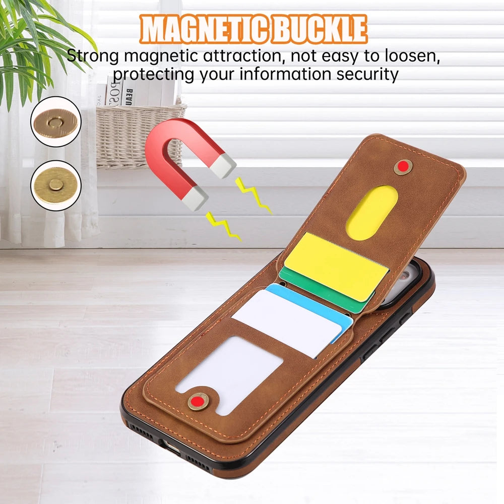 Premium Leather Phone Wallet Case with Lanyard and Stand for iPhone 17 Series