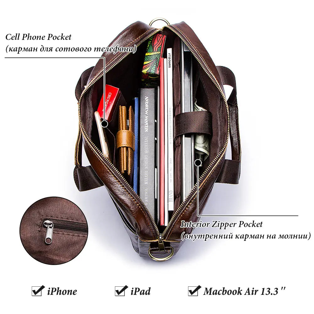 Premium Leather Laptop Briefcase