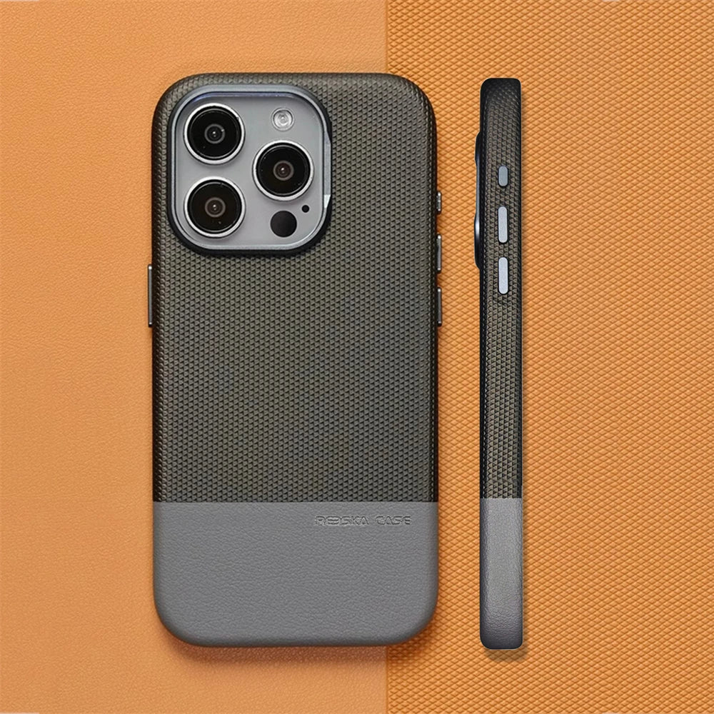 Luxury Business Hit Color Relief Leather MagSafe Case for iPhone 16 Series