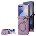 Samsung Galaxy Z Flip 7 Leather Magnetic Wallet Case with Card Slots