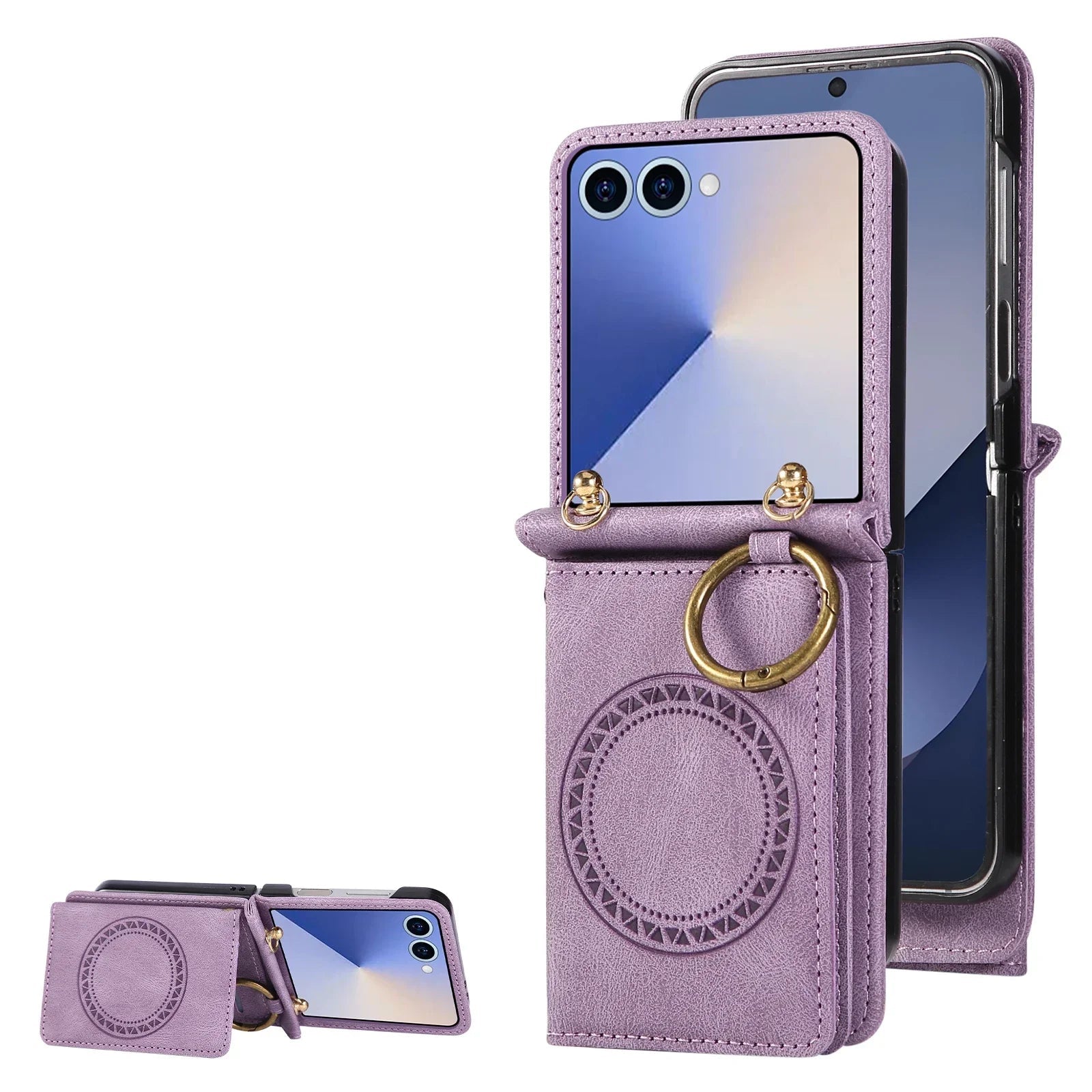 Samsung Galaxy Z Flip 7 Leather Magnetic Wallet Case with Card Slots