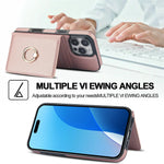 Premium Leather Wallet Case with 360° Ring for iPhone 16 Series