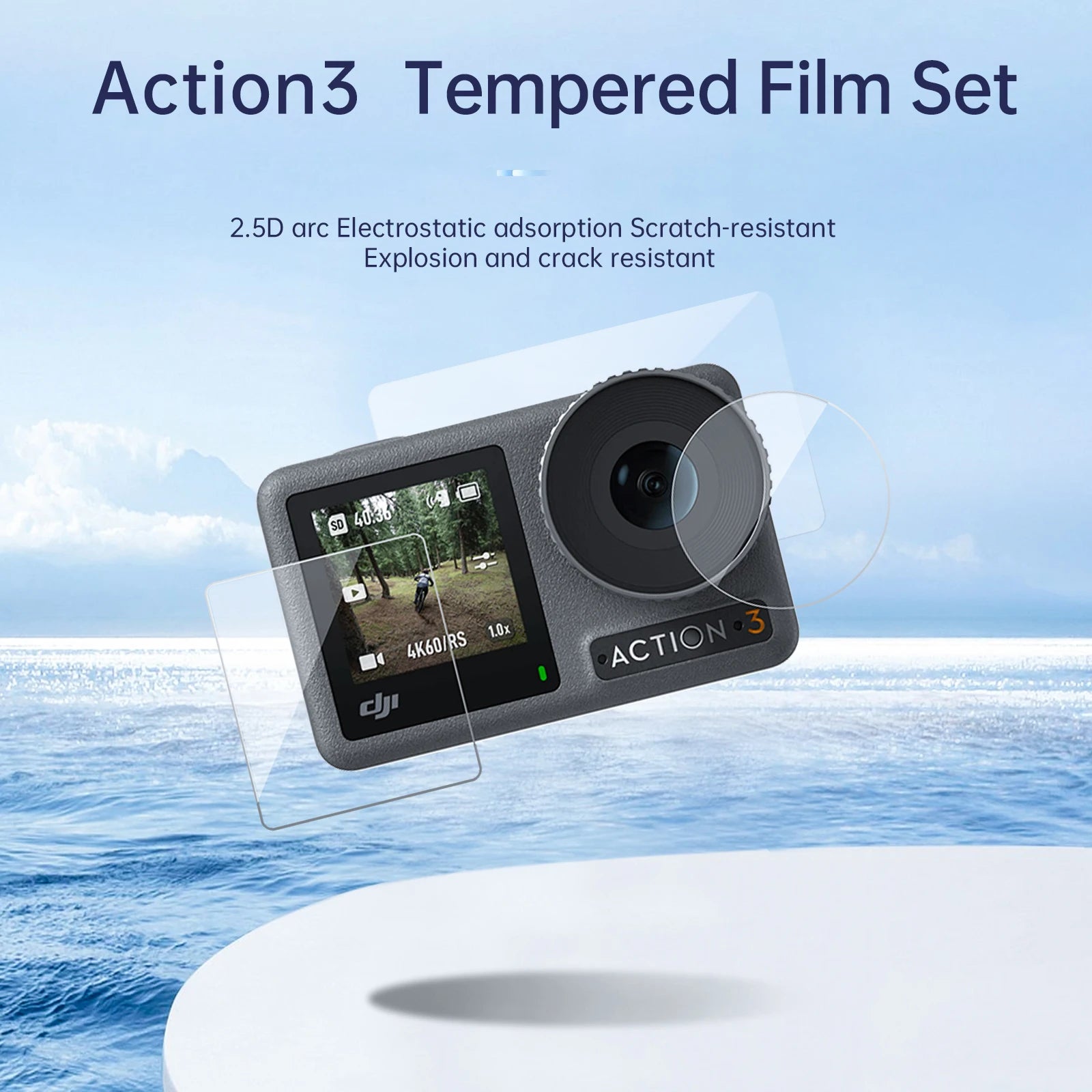 TELESIN Tempered Glass Screen Protector for DJI Osmo Action 3 – Ultimate Protection