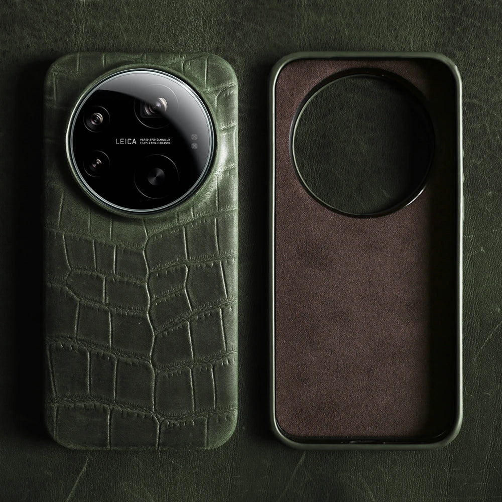 Genuine Leather Bumper Case with Raised Camera Ring for Xiaomi 17 Series