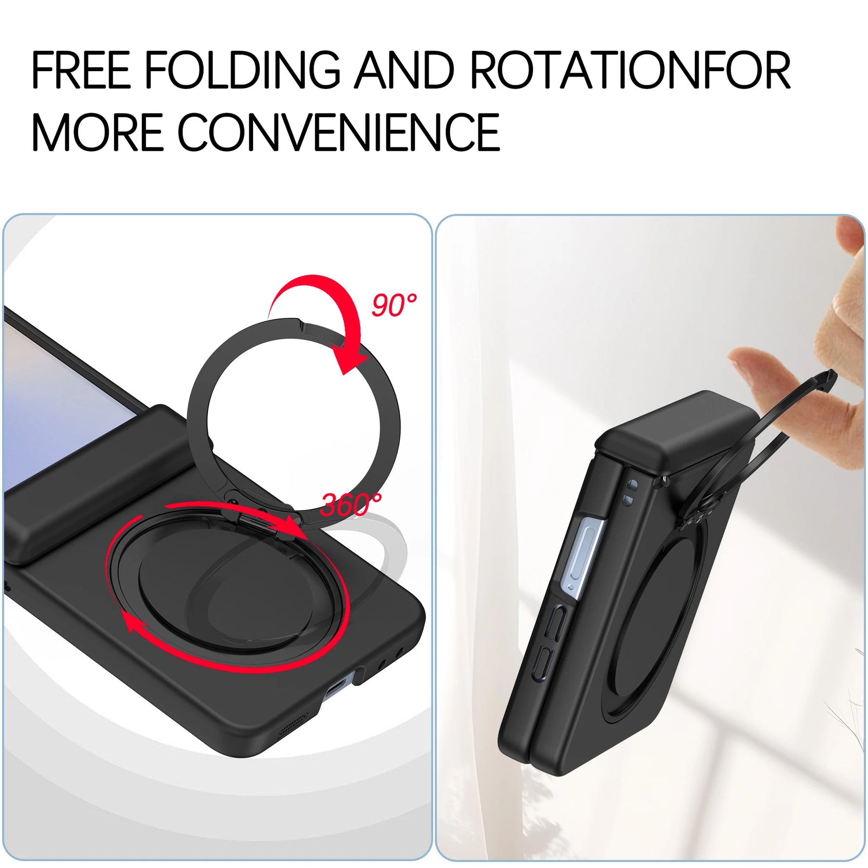 Skin Feel TPU Magnetic Case with 360° Rotating Bracket for Samsung Galaxy Z Flip 7