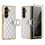 Diamond Grid Leather Magnetic Case with Ring Holder for Samsung Galaxy Z Fold 8 Ultra