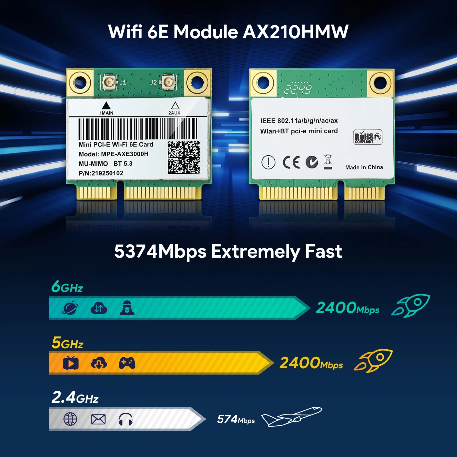 EDUP AX210HMW Mini PCI-E WiFi 6E Card