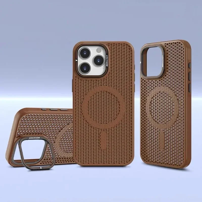 Shockproof Honeycomb Cooling MagSafe Case with Metal Lens Bracket for iPhone 15 Series