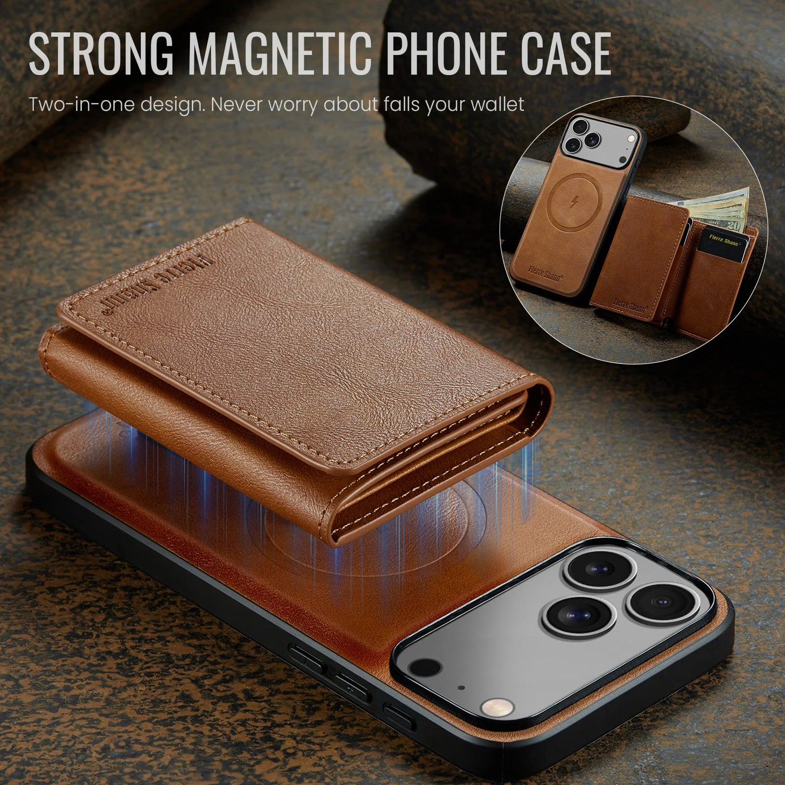 iPhone 17 Series MagSafe Leather Case with 5-Card Holder Stand