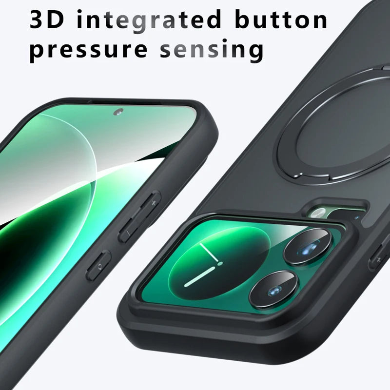 Shockproof Frosted PC TPU Magnetic Case with 360-Degree Rotating Ring Holder for Xiaomi 17 Series