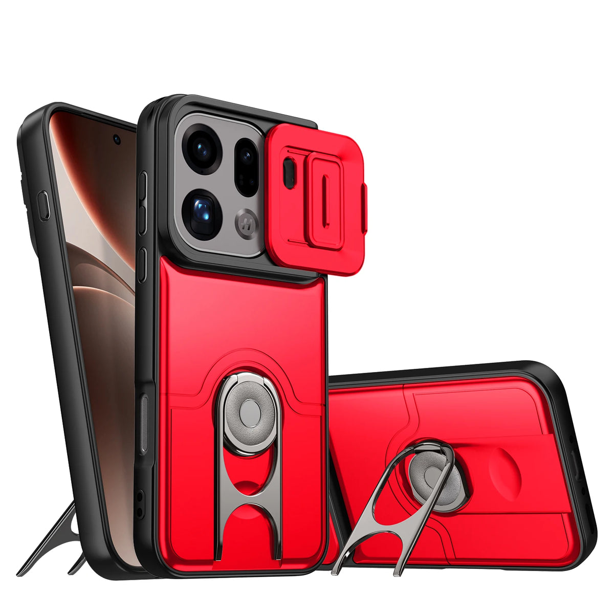Shockproof Dual-Layer Case with Slide Lens Cover for OPPO Find X9 Series