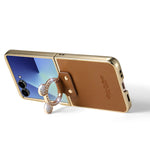 Luxury Leather Case with Rhinestone Ring Holder for Samsung Galaxy Z Flip 7