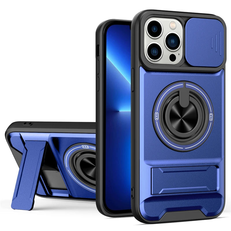 MagSafe Compatible Case for iPhone 16 Series with Rotating Ring and Camera Cover