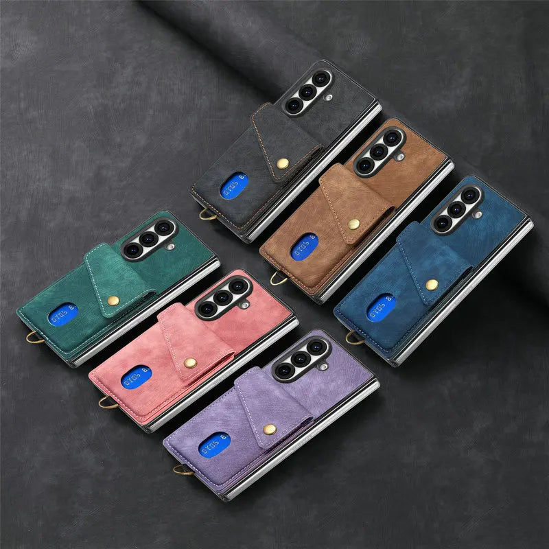 Leather Kickstand Case with Card Pocket for Samsung Galaxy Z Fold 8 Ultra