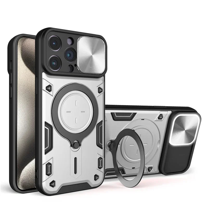 iPhone 16 Series Luxury Armor Magnetic Case with Slide Camera Protection