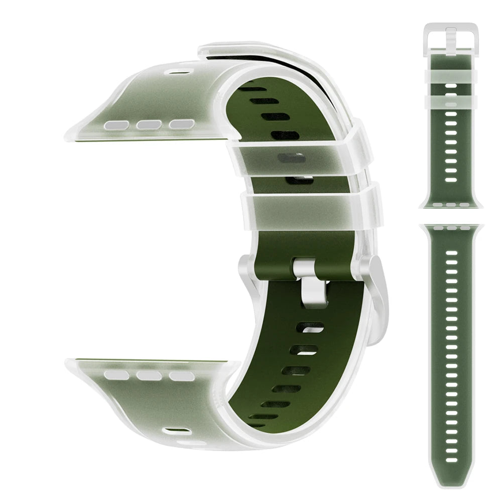Dual-Layer Silicone Sport Band with Quick-Release Buckle for Apple Watch