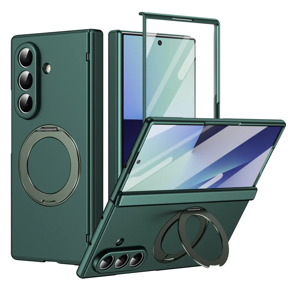 Samsung Galaxy Z Fold 6 Protective Case with 360 Degree Rotating Ring Holder