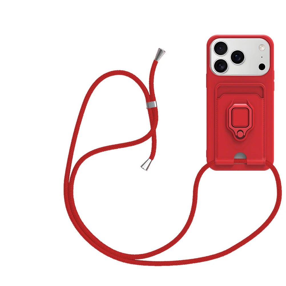 Shockproof Soft Case with Lanyard Strap & Card Slot for iPhone 17 Series