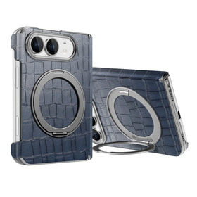 Crocodile Embossed MagSafe Case with 360° Rotating Ring Stand for iPhone Duo