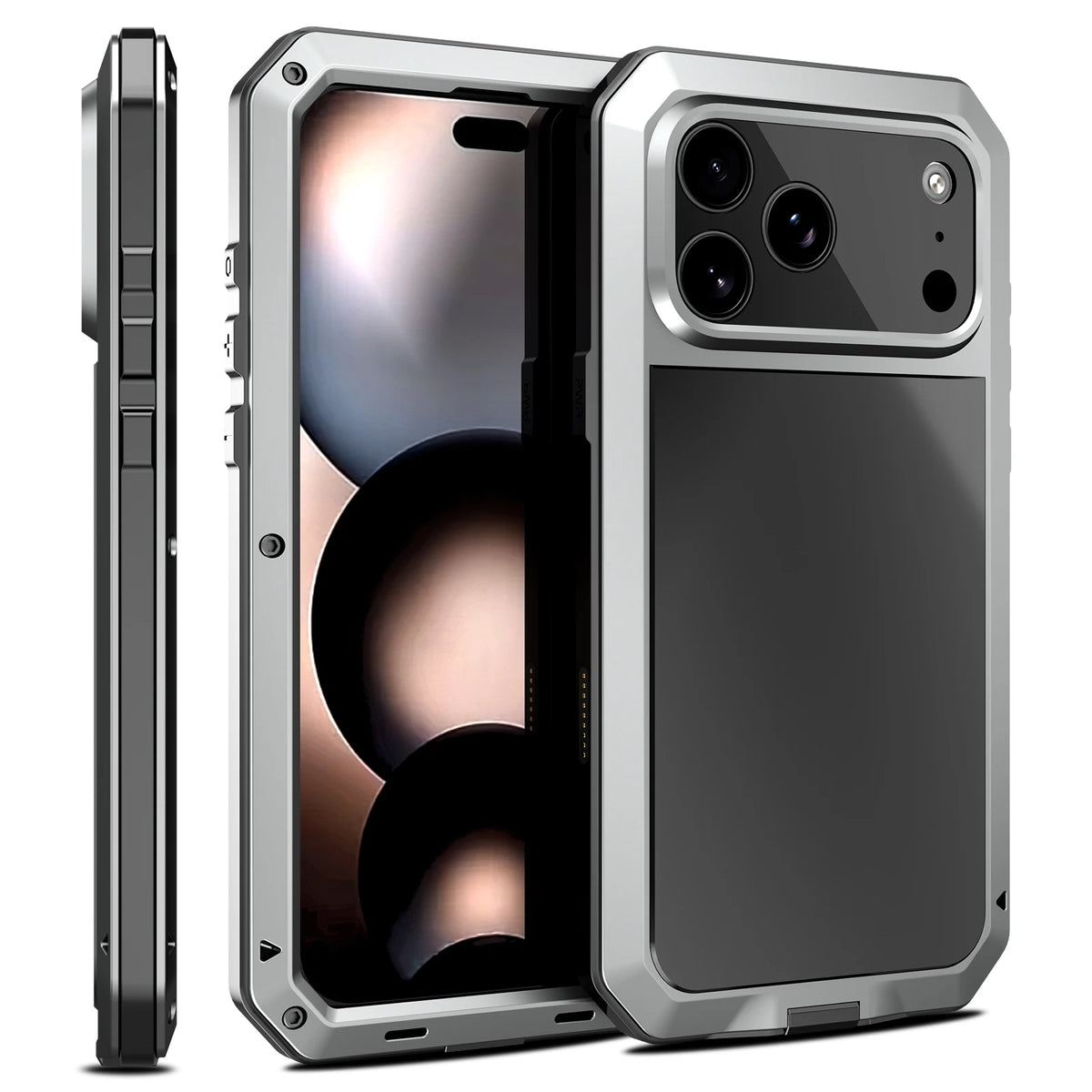 Heavy Duty Metal Case with Built-In Screen Protector for iPhone 18 Series