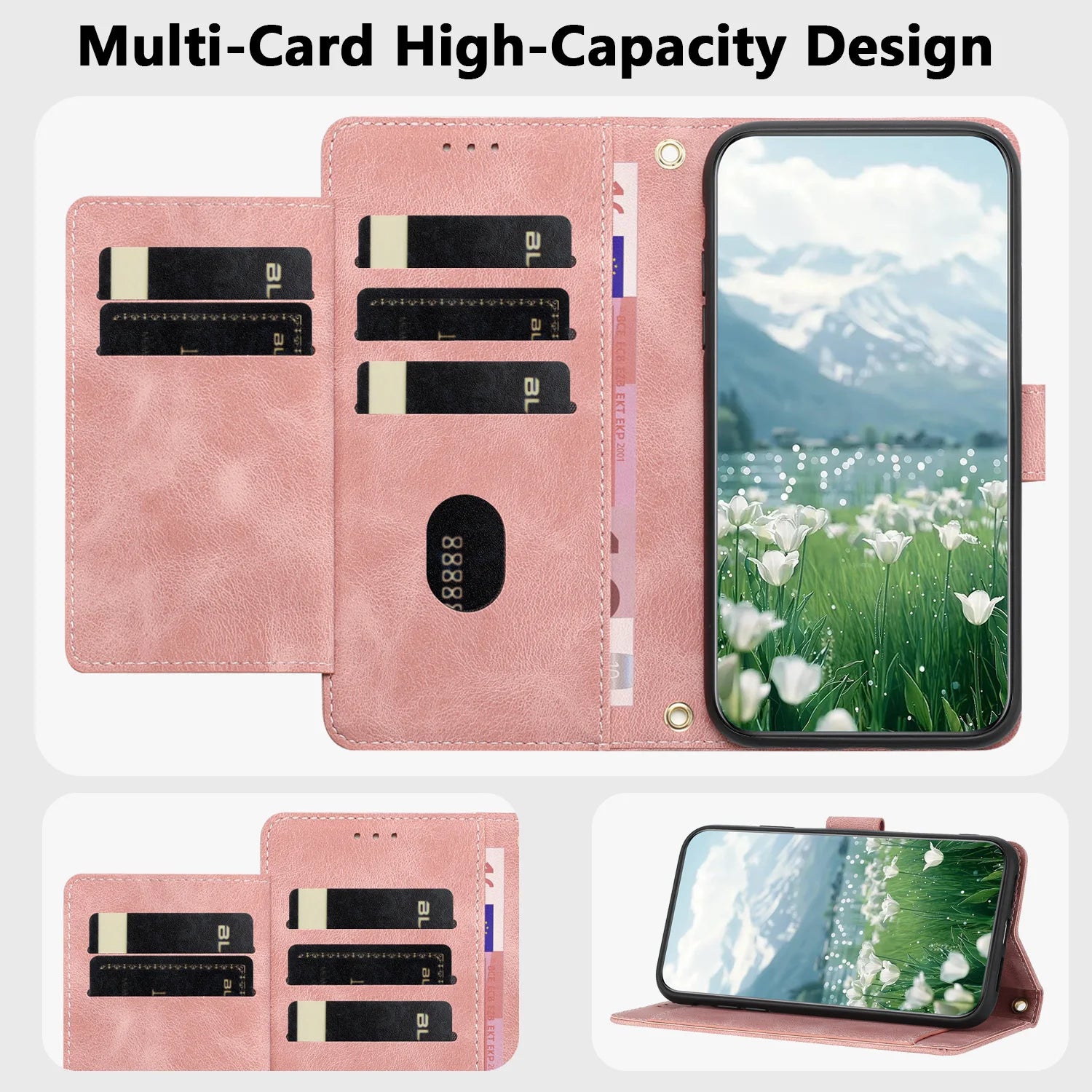 Leather Tulip Wallet Phone Case with Card Slots for Samsung Galaxy S26 Series