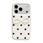 3D Black Polka Dot Bow Silicone Case for iPhone 17 Series