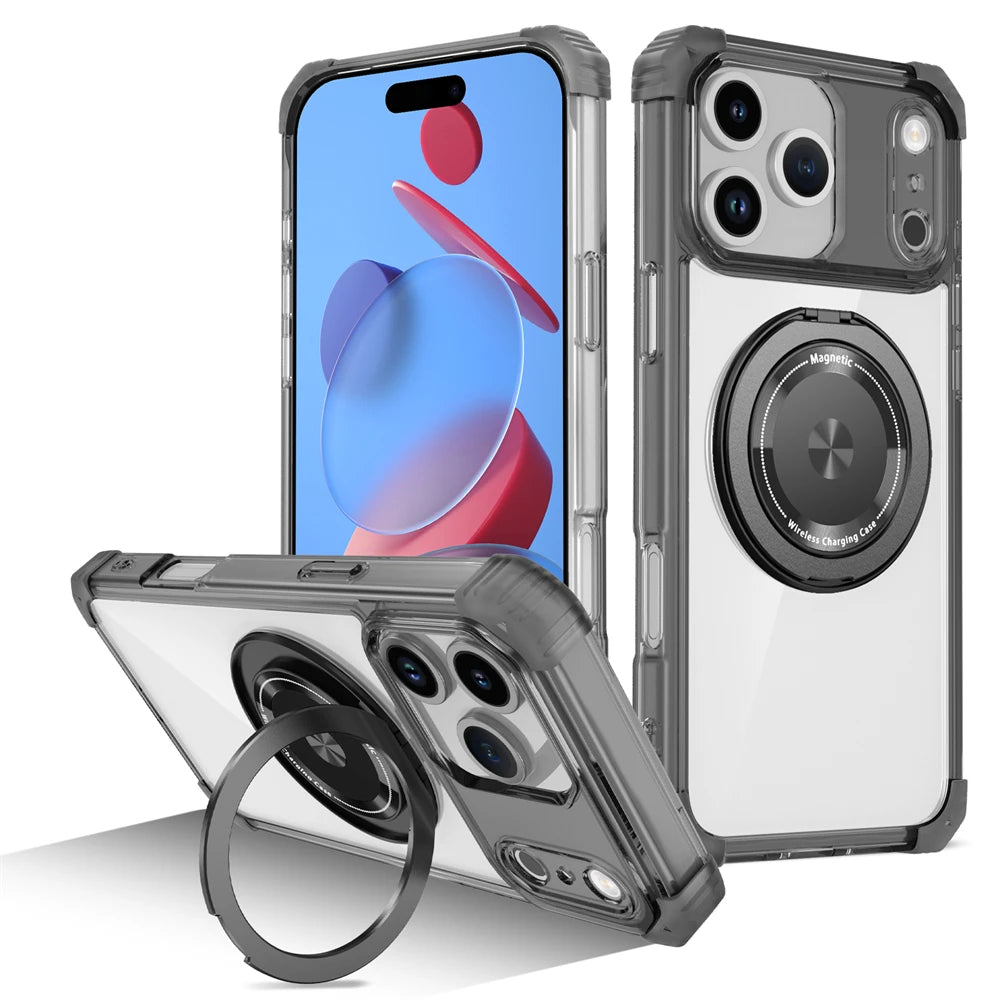 Shockproof Armor MagSafe Case with 360° Rotating Bracket for iPhone 17 Series