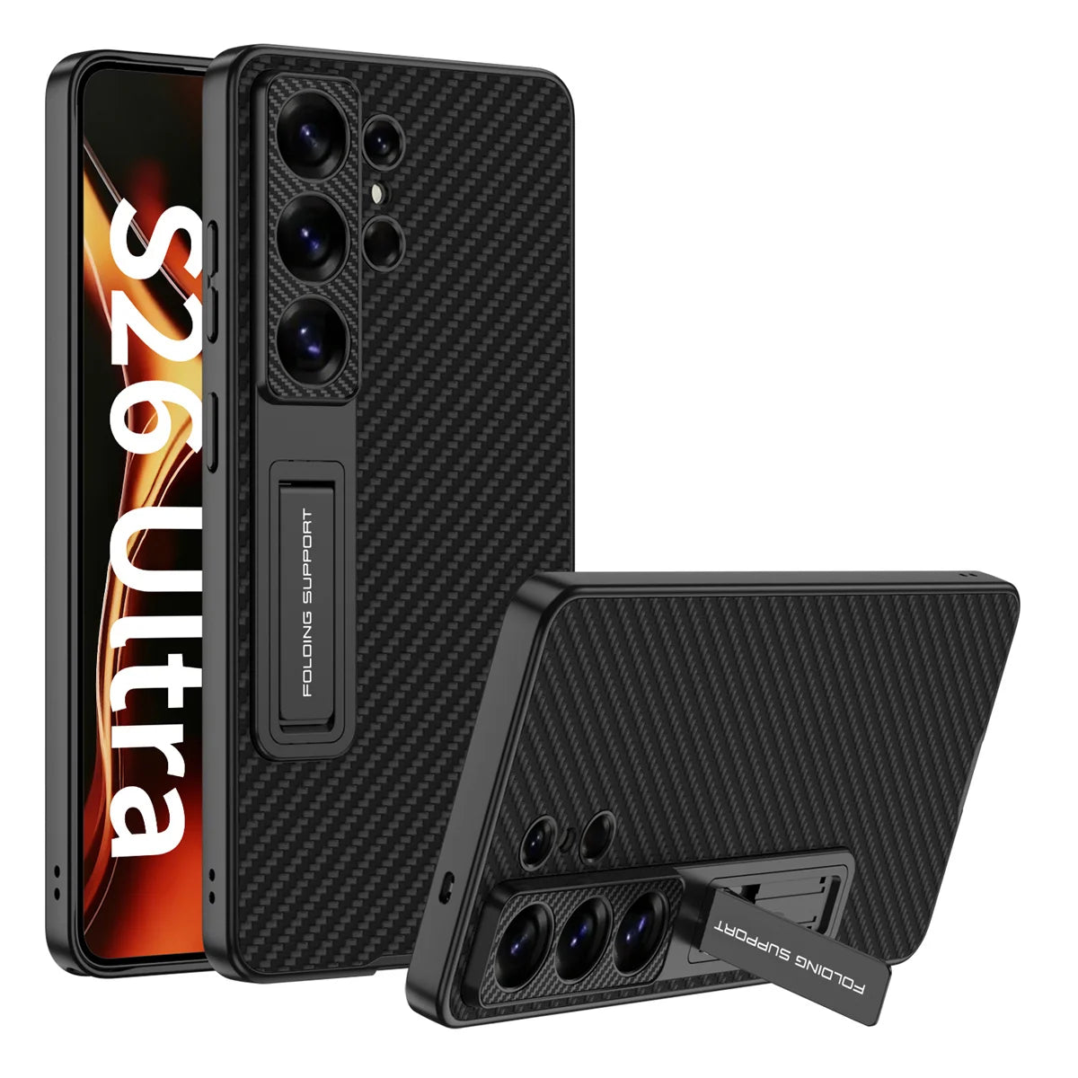 Shockproof Suede Leather Case with Hidden Stand for Samsung Galaxy S26 Ultra