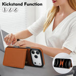 Premium Leather Crossbody Wallet Case with Card Holder & Kickstand for iPhone 17 Series