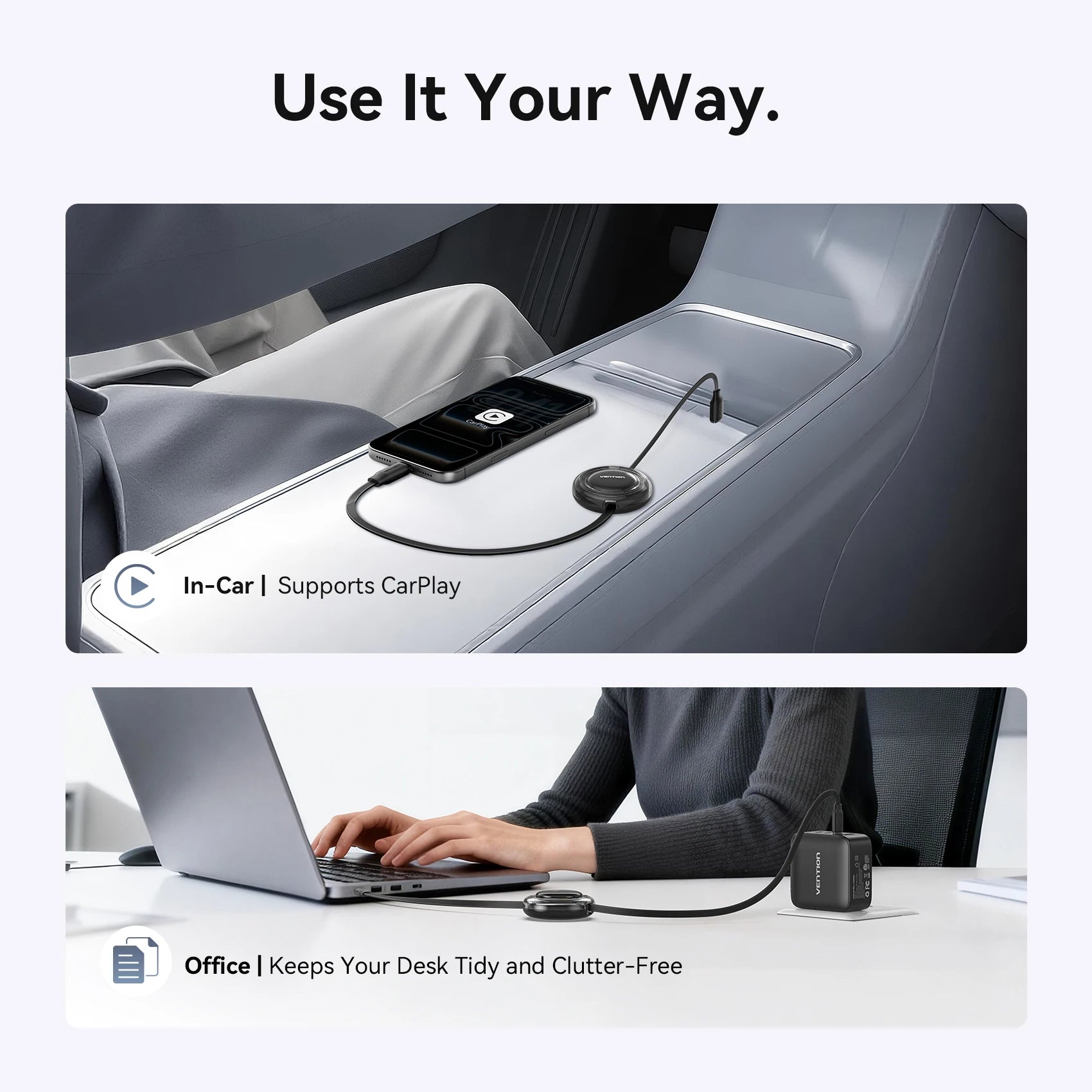Vention 100W Retractable USB-C to USB-C Cable