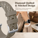 Quilted Leather Silicone Watch Strap with Pin Buckle Clasp for Samsung Galaxy Watch 9