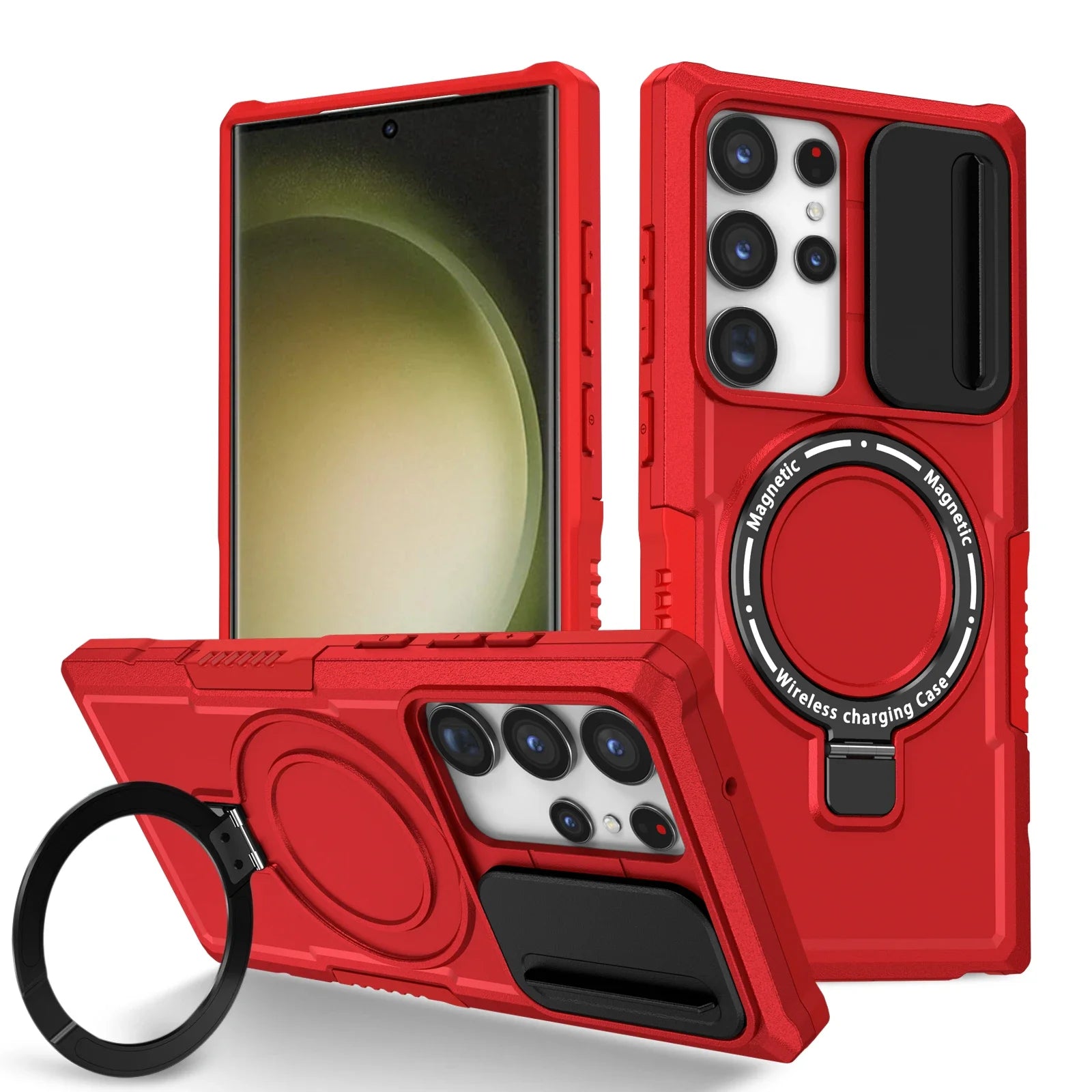 Samsung Galaxy S25 Series Magnetic Hybrid Armor Case with Ring Holder