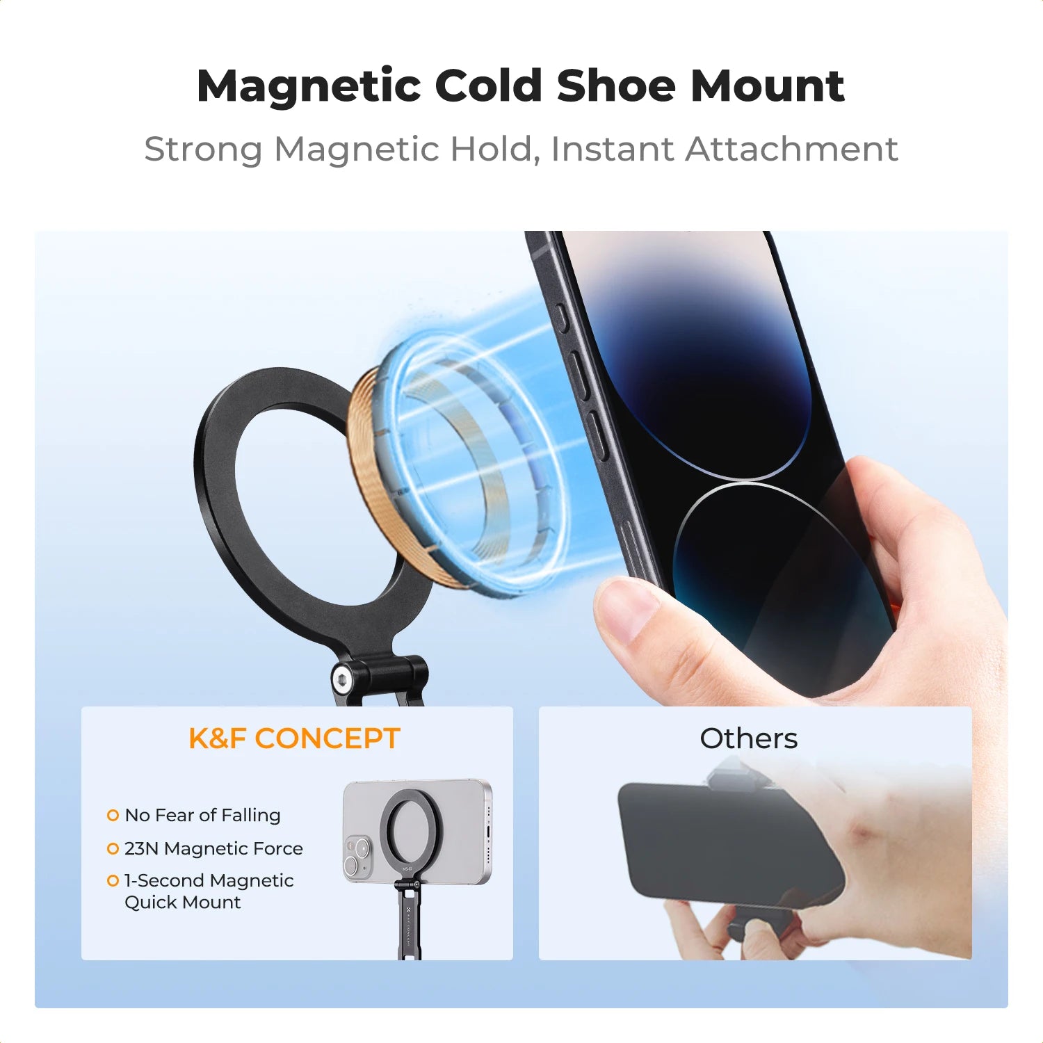 K&F Concept Adjustable Magnetic Phone Mount for Camera Cold Shoe