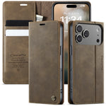 Leather Folio Wallet Case with Integrated Kickstand for iPhone 18 Series
