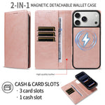 Shockproof Leather Folio Wallet Case with Detachable Magnetic Pouch for iPhone 18 Series
