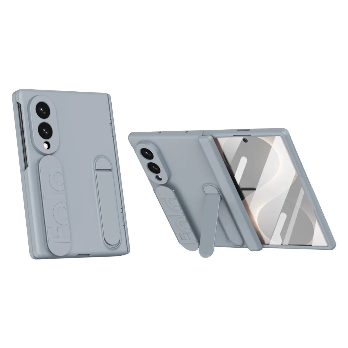 Silicone Wristband Stand Case with Tempered Glass Back for Samsung Galaxy Z Fold 8