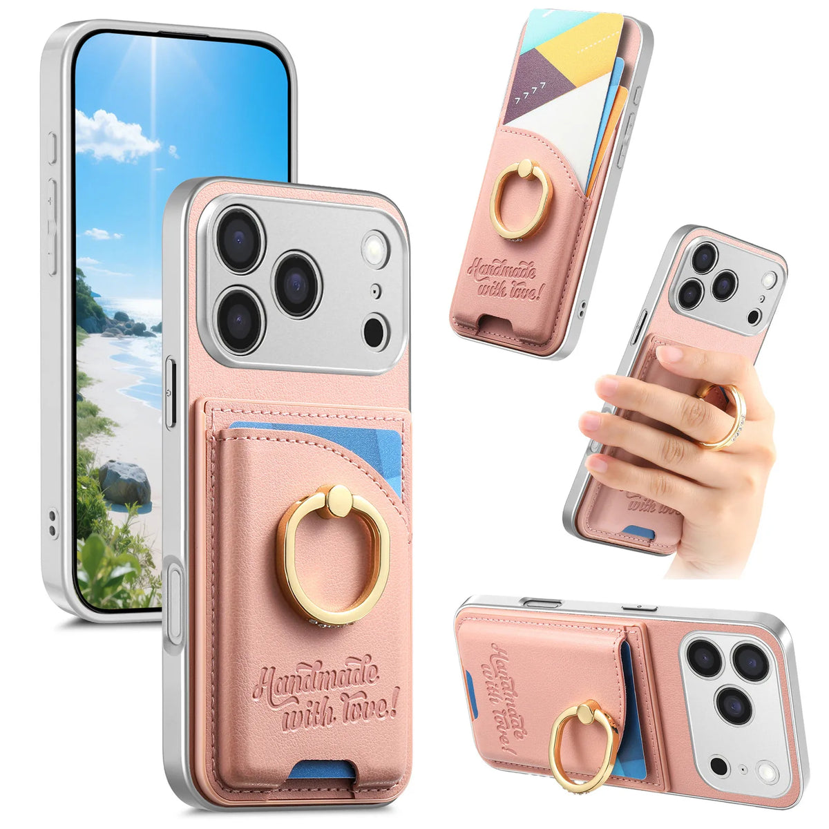 Leather Rotatable Ring Holder Case With Kickstand for iPhone 18 Series
