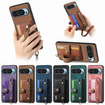 Retro PU Leather Wrist Strap Wallet Case for Google Pixel 9 Series