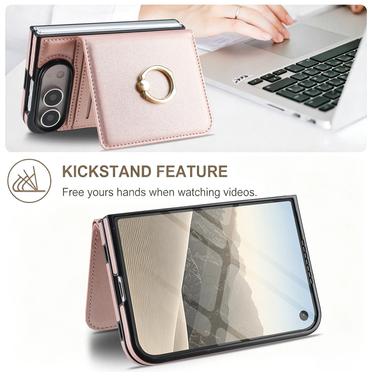 Textured Leather Vertical Flip Wallet Case with Built-In Kickstand for iPhone Duo