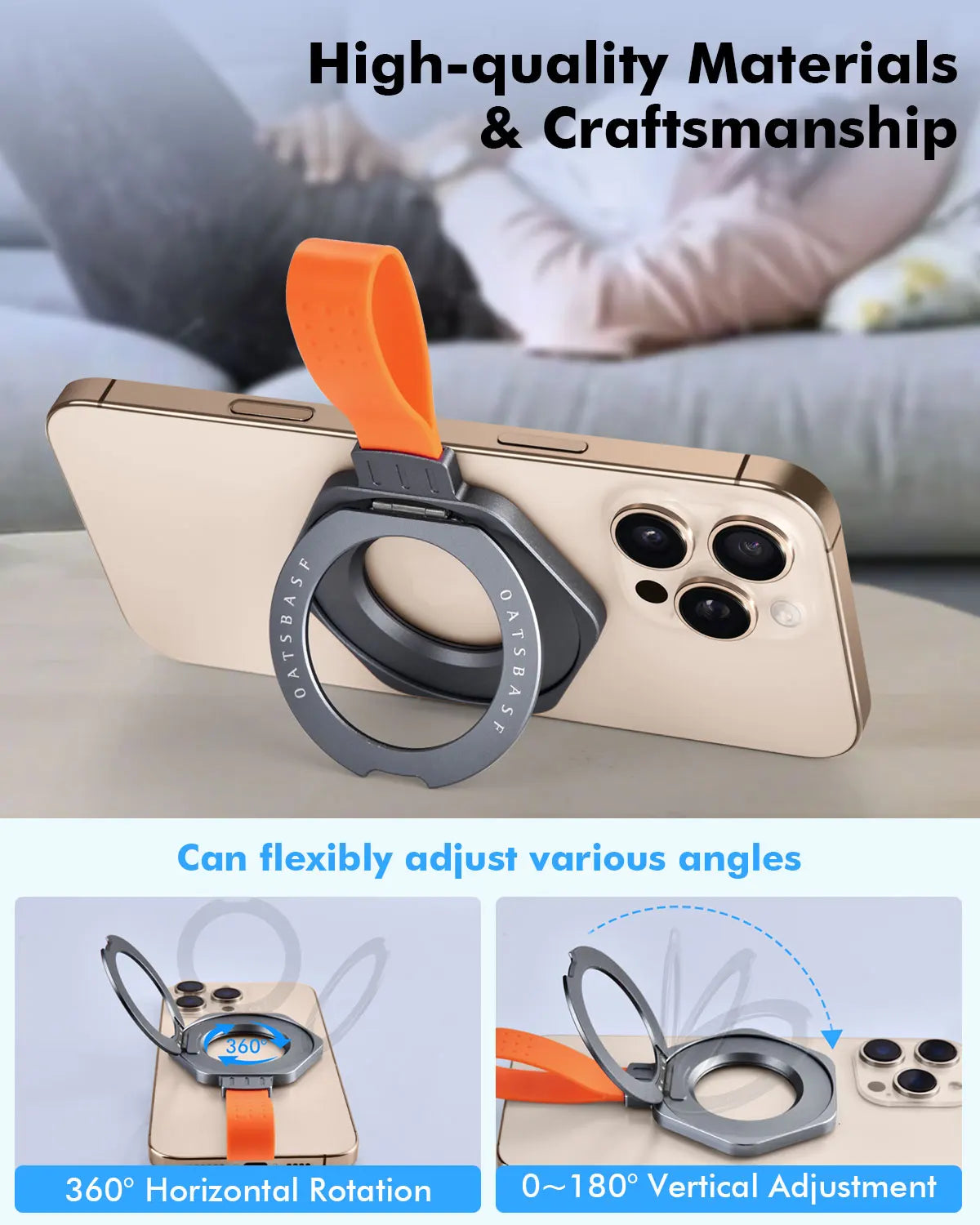 360° Rotating Magnetic Phone Holder with Silicone Lanyard
