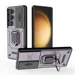 Shockproof Armor Case with Slide Camera Lens Protection & Ring Stand for Samsung Galaxy S25 Series