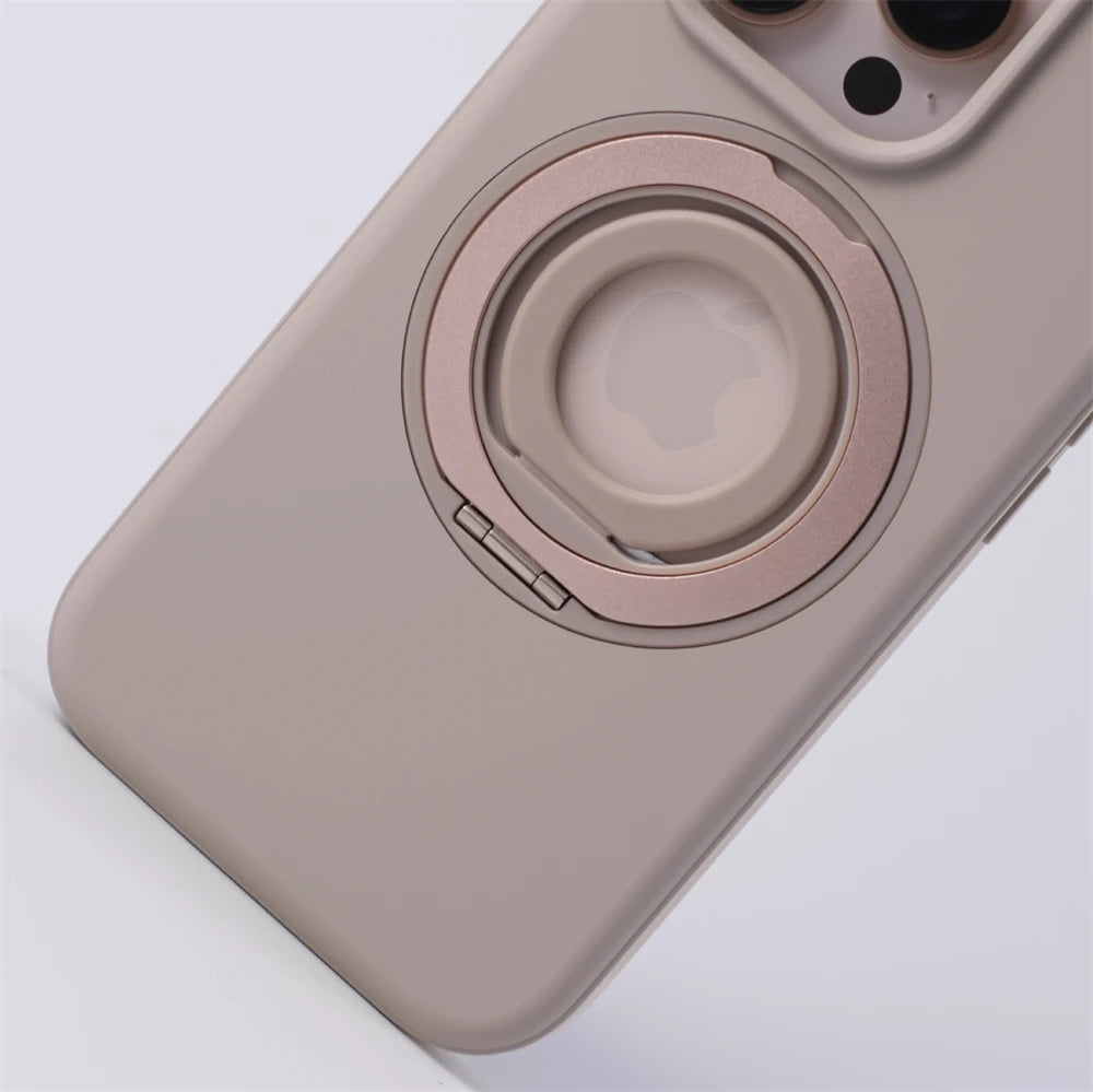 iPhone 16 Series Protective Armor Hollow MagSafe Case with 360° Rotating Ring Stand