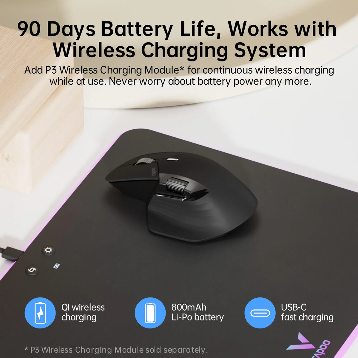 Rapoo MT760L Multi-Device Ergonomic Wireless Mouse