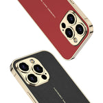 Luxury Plated Leather Shockproof Case with Full Lens Protection for iPhone 16 Series